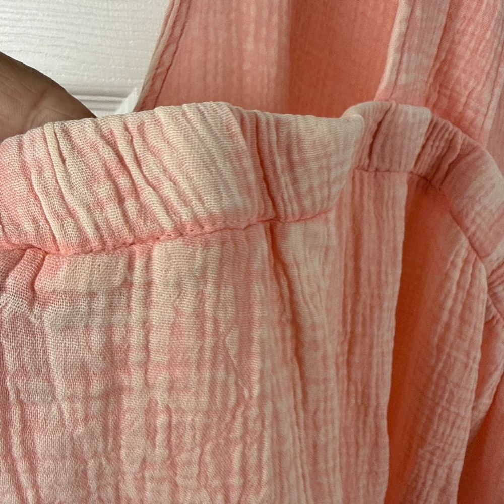 Zenana Coral Washed Double Gauze Wide Leg Overalls Size Large NWOT BOHO - Picture 9 of 12